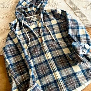 LLBEAN Scotch Plaid flannel/Relaxed zipped hoodie